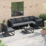 vidaXL Tuinbank Set met kussen 6 pcs Zwart Aluminium