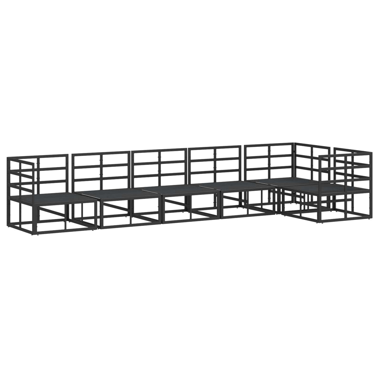 vidaXL Tuinbank Set met kussen 6 pcs Zwart Aluminium