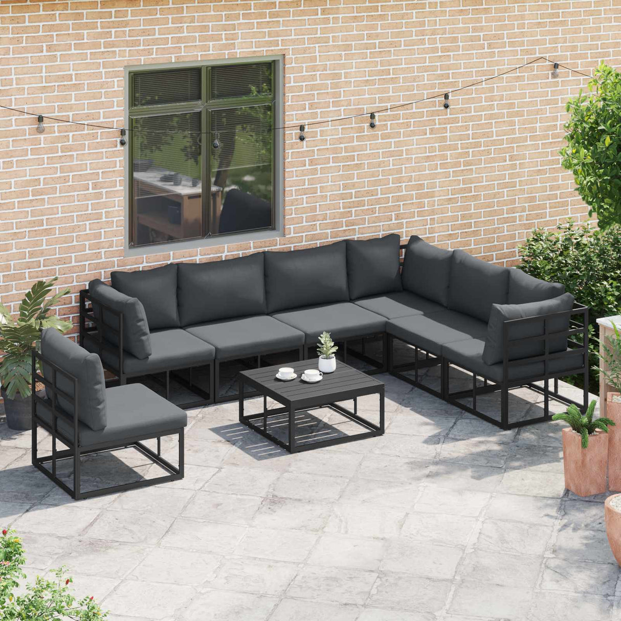 vidaXL Tuinbank Set met kussen 7 pcs