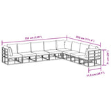 vidaXL Tuinbank Set met kussen 8 pcs Zwart Aluminium