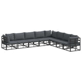 vidaXL Tuinbank Set met kussen 8 pcs Zwart Aluminium