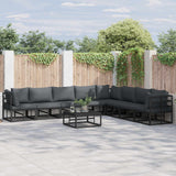 vidaXL Tuinbank Set met kussen 8 pcs Zwart Aluminium