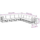 vidaXL Tuinbank Set met kussen 9 pcs Zwart Aluminium