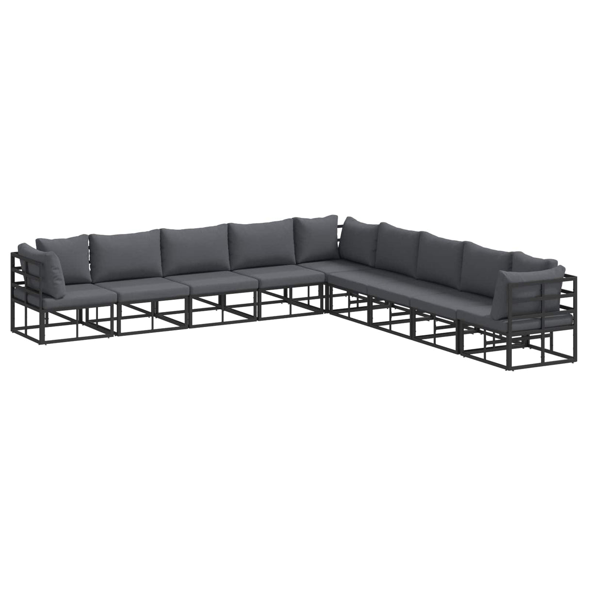 vidaXL Tuinbank Set met kussen 9 pcs Zwart Aluminium