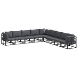 vidaXL Tuinbank Set met kussen 9 pcs Zwart Aluminium