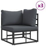 vidaXL Tuinbank Set met kussen 9 pcs Zwart Aluminium