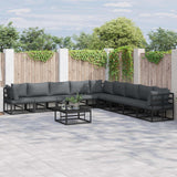vidaXL Tuinbank Set met kussen 9 pcs Zwart Aluminium