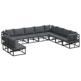 vidaXL Garden Sofa Set with Cushions 10 pcs Black Aluminium