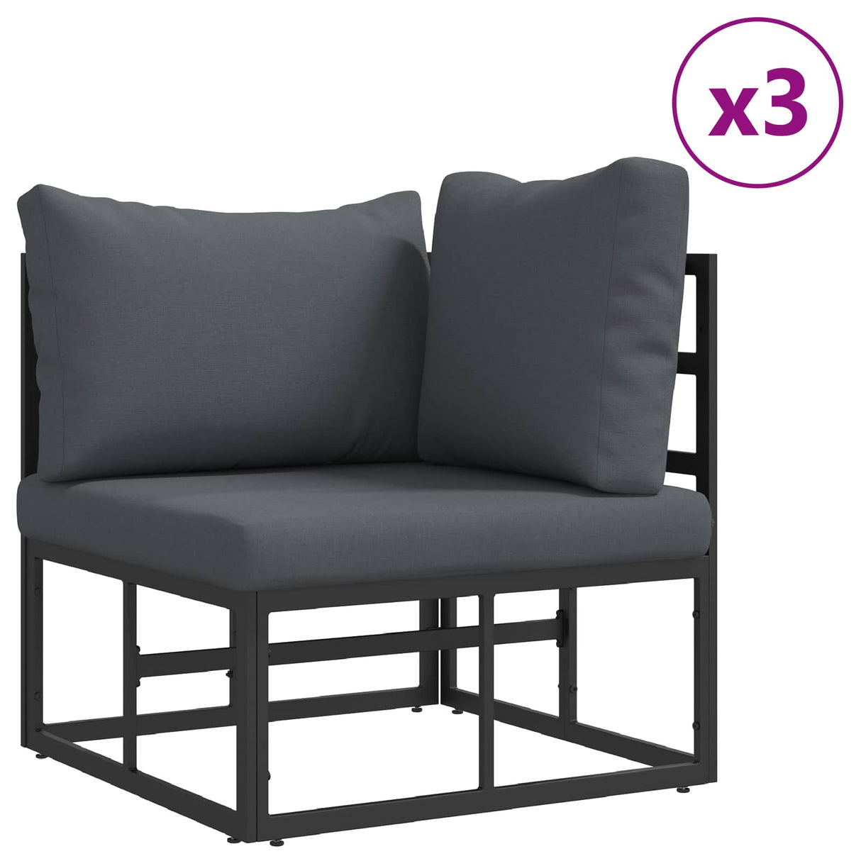 vidaXL Garden Sofa Set with Cushions 10 pcs Black Aluminium
