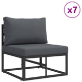 vidaXL Garden Sofa Set with Cushions 10 pcs Black Aluminium