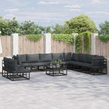 vidaXL Garden Sofa Set with Cushions 10 pcs Black Aluminium