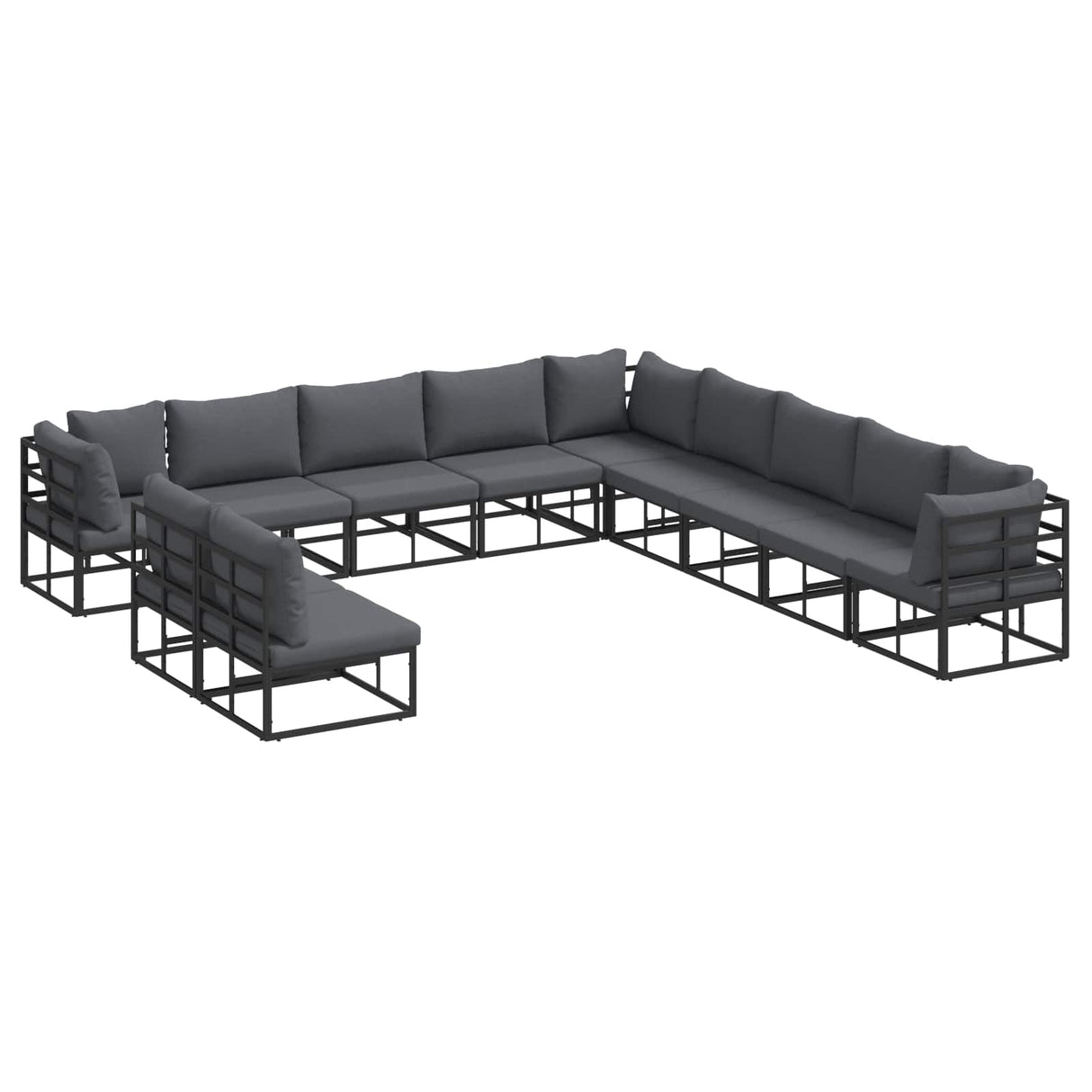 vidaXL Garden Sofa Set with Cushions 11 pcs Black Aluminium