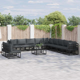 vidaXL Garden Sofa Set with Cushions 11 pcs Black Aluminium