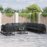 vidaXL Tuinbank Set met kussen 9 pcs Zwart Aluminium