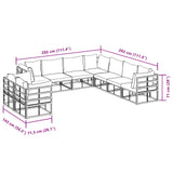 vidaXL Tuinbank Set met kussen 9 pcs Zwart Aluminium