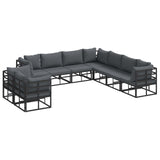 vidaXL Tuinbank Set met kussen 9 pcs Zwart Aluminium