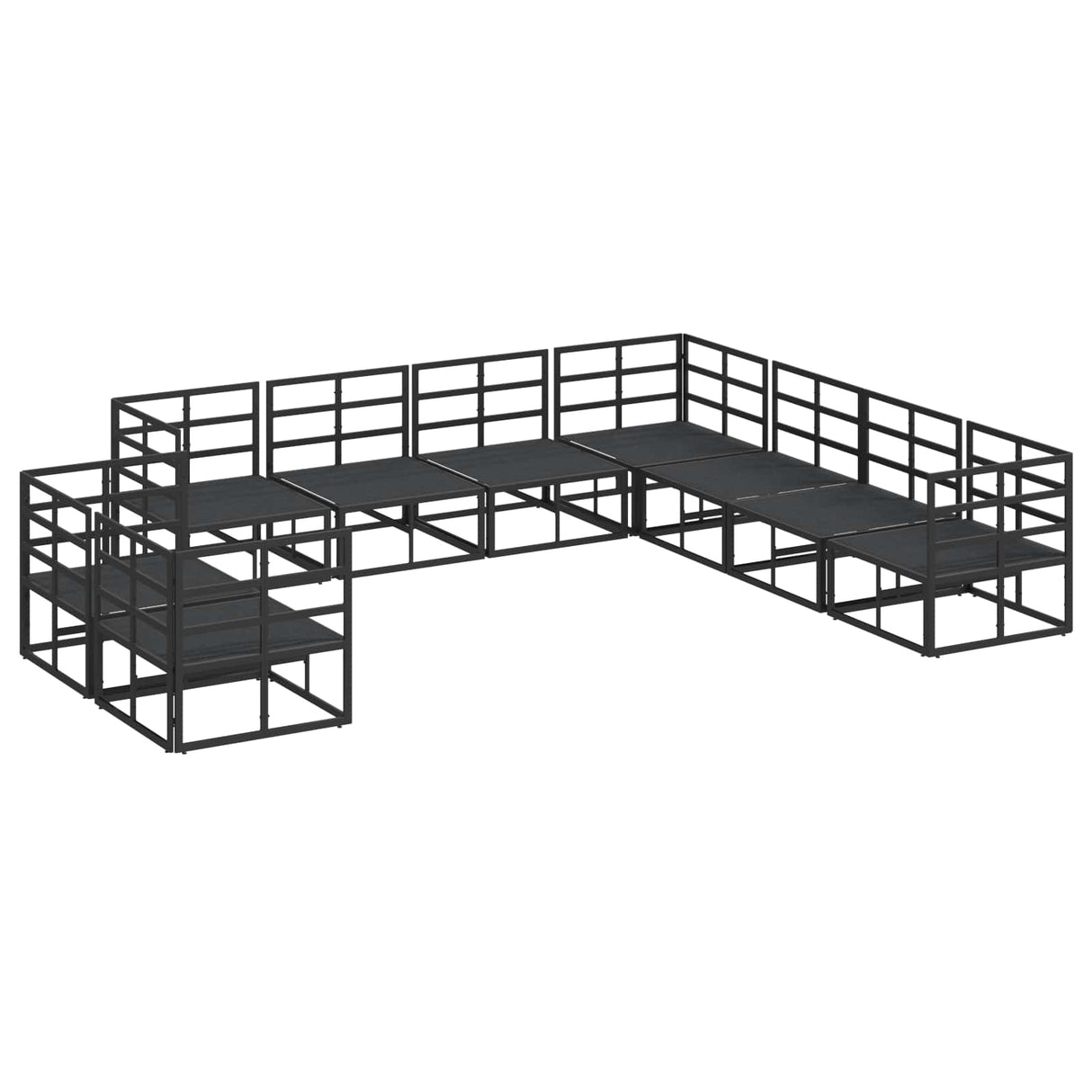 vidaXL Tuinbank Set met kussen 9 pcs Zwart Aluminium