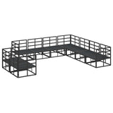 vidaXL Tuinbank Set met kussen 9 pcs Zwart Aluminium