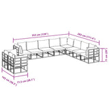 vidaXL Garden Sofa Set with Cushions 10 pcs Black Aluminium