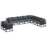 vidaXL Garden Sofa Set with Cushions 10 pcs Black Aluminium
