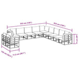 vidaXL Tuinbank Set met kussen 11 pcs Zwart Aluminium
