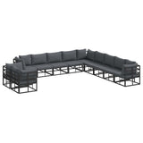 vidaXL Tuinbank Set met kussen 11 pcs Zwart Aluminium