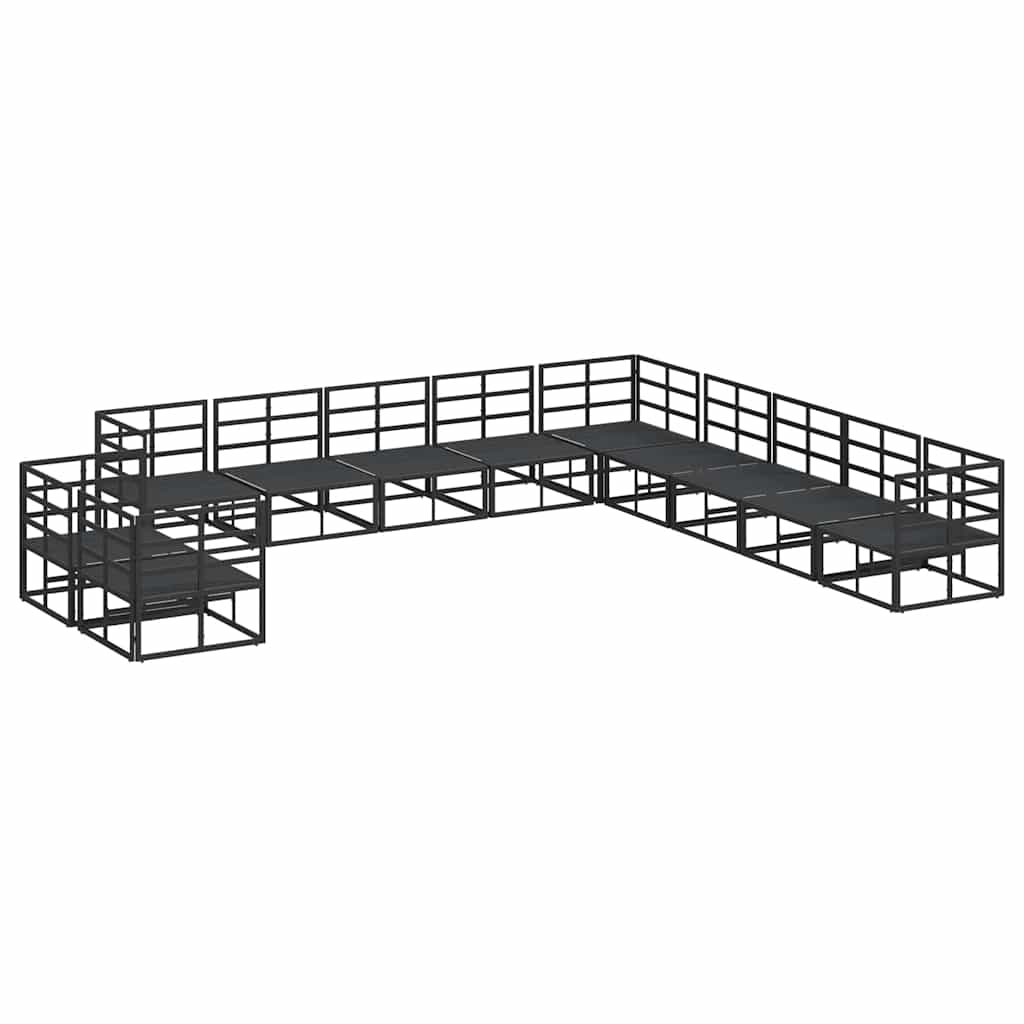 vidaXL Tuinbank Set met kussen 11 pcs Zwart Aluminium