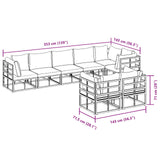 vidaXL Tuinbank Set met kussen 8 pcs Zwart Aluminium