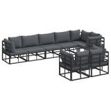 vidaXL Tuinbank Set met kussen 8 pcs Zwart Aluminium