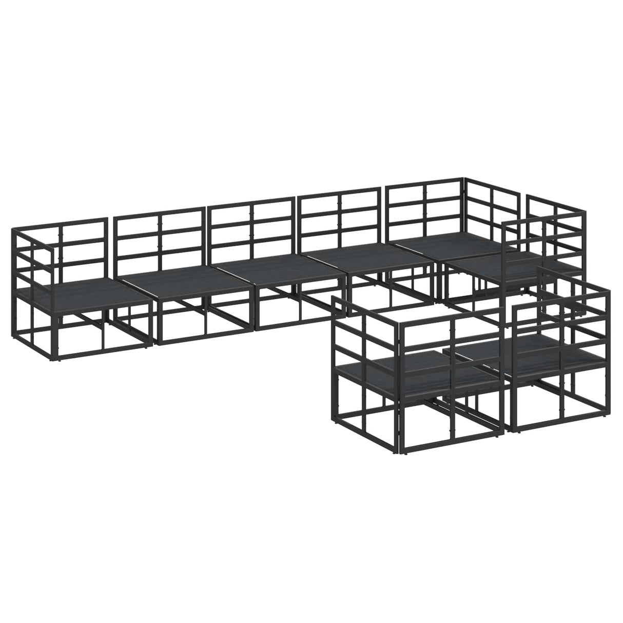 vidaXL Tuinbank Set met kussen 8 pcs Zwart Aluminium
