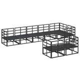 vidaXL Tuinbank Set met kussen 8 pcs Zwart Aluminium