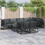 vidaXL Tuinbank Set met kussen 8 pcs Zwart Aluminium