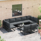 vidaXL Garden Sofa Set with Cushions 9 pcs Black Aluminium