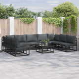 vidaXL Garden Sofa Set with Cushions 9 pcs Black Aluminium