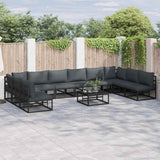vidaXL Tuinbank Set met kussen 10 pcs Zwart Aluminium