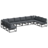 vidaXL Tuinbank Set met kussen 10 pcs Zwart Aluminium