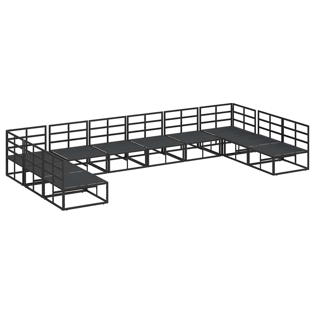 vidaXL Tuinbank Set met kussen 10 pcs Zwart Aluminium