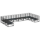 vidaXL Tuinbank Set met kussen 10 pcs Zwart Aluminium