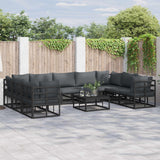 vidaXL Tuinbank Set met kussen 9 pcs Zwart Aluminium