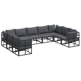 vidaXL Tuinbank Set met kussen 9 pcs Zwart Aluminium