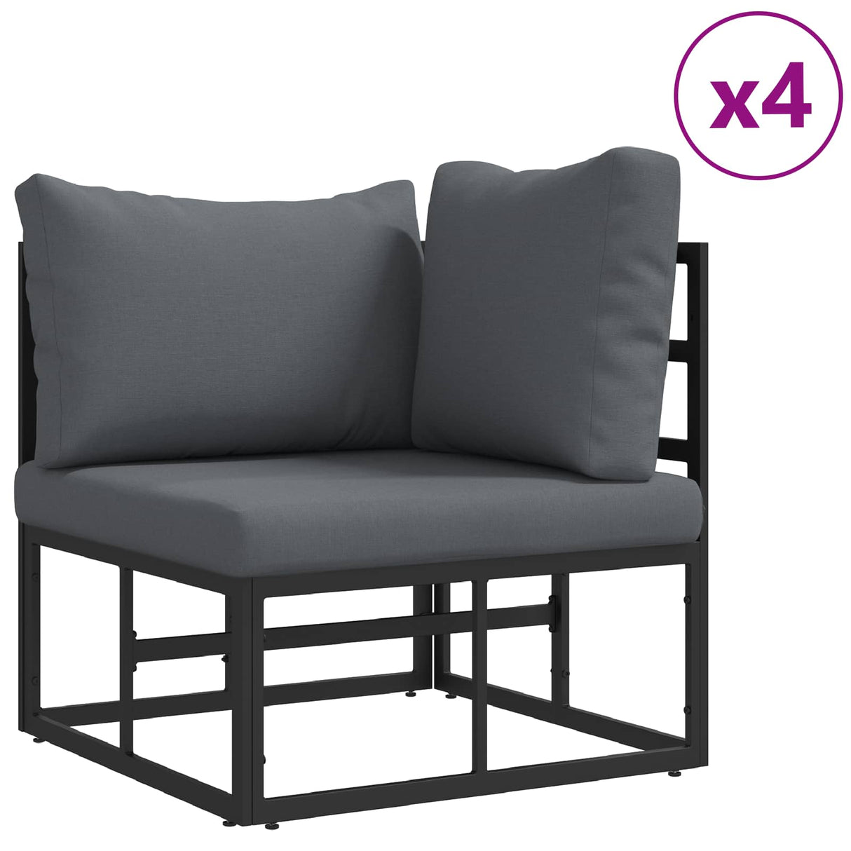 vidaXL Tuinbank Set met kussen 9 pcs Zwart Aluminium