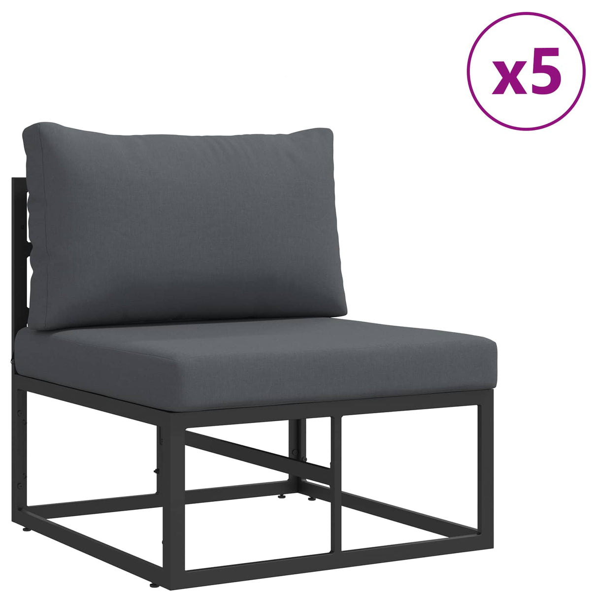 vidaXL Tuinbank Set met kussen 9 pcs Zwart Aluminium