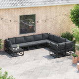 vidaXL Tuinbank Set met kussen 9 pcs Zwart Aluminium