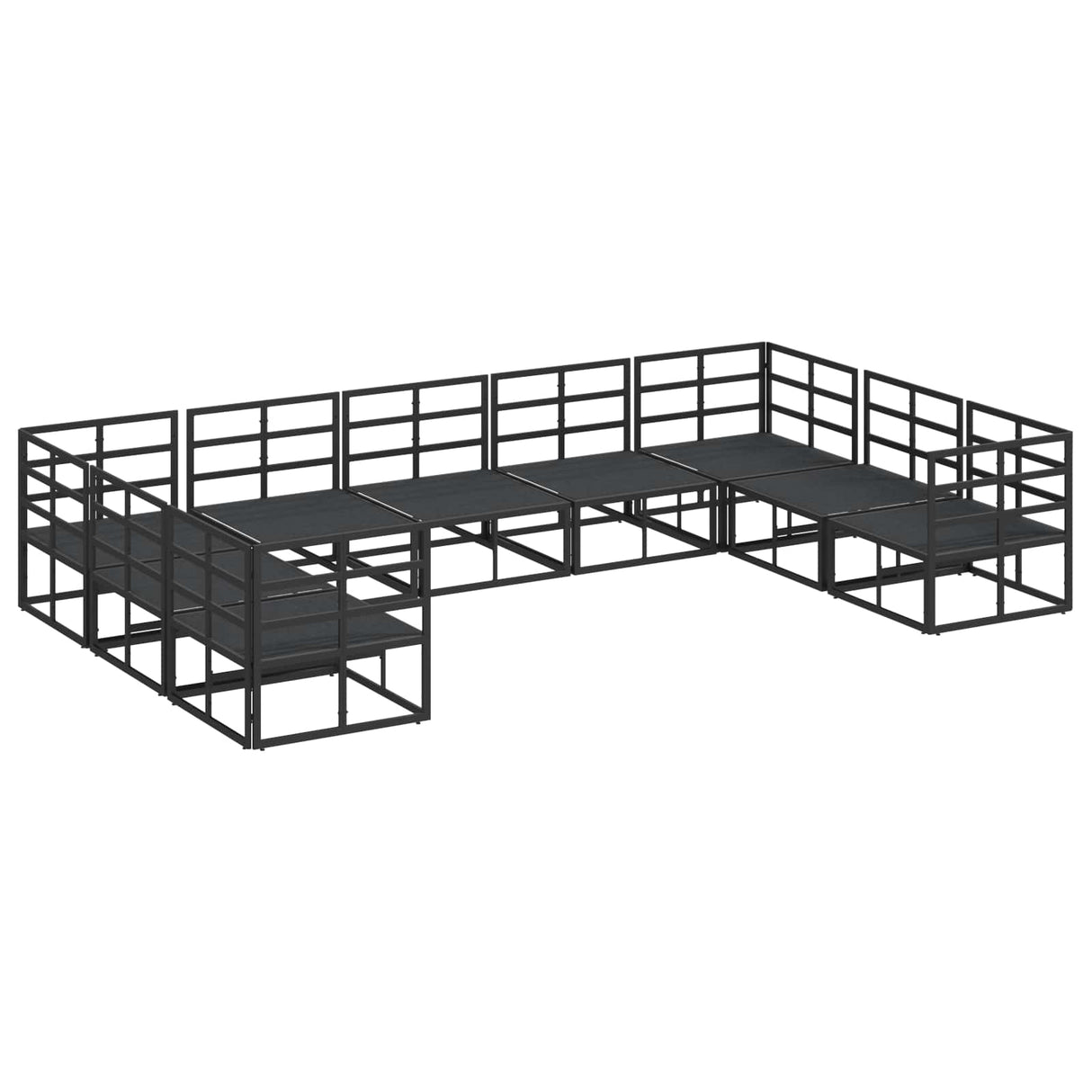vidaXL Tuinbank Set met kussen 9 pcs Zwart Aluminium