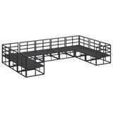 vidaXL Tuinbank Set met kussen 9 pcs Zwart Aluminium