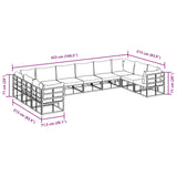 vidaXL Tuinbank Set met kussen 10 pcs Zwart Aluminium