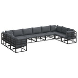 vidaXL Tuinbank Set met kussen 10 pcs Zwart Aluminium