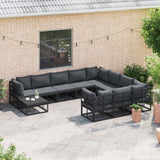 vidaXL Tuinbank Set met kussen 10 pcs Zwart Aluminium
