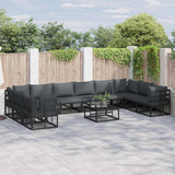 vidaXL Tuinbank Set met kussen 10 pcs Zwart Aluminium