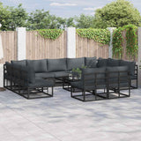 vidaXL Tuinbank Set met kussen 11 pcs Zwart Aluminium